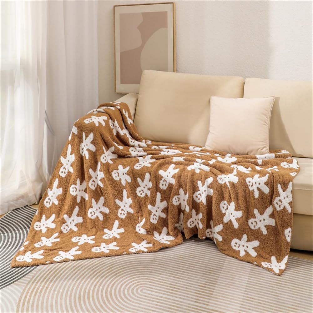 Christmas Gingerbread Throw Blanket, 50*70in Christmas Fluffy Gingerbread Man Throw Blankets, Luxury Christmas Soft