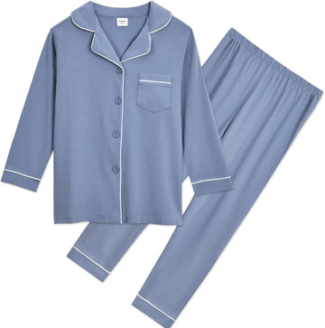 Unisex Kids Pajamas Set Button-Down Long Sleeve for Boys Girls