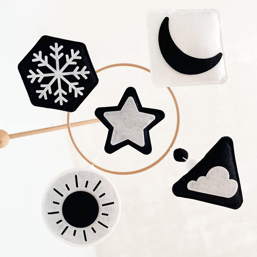 Montessori Mobile, Black and White Baby Crib Mobile, Neutral Nursery Mobile Decoration for Pack N Play, for Baby Boy