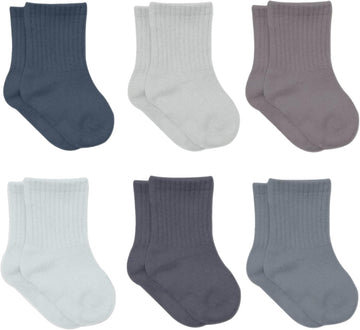 Baby Grip Ankle Socks 6 Pairs | Infant Toddlers Sock Organic Cotton | Kids Boys Girls Ankle