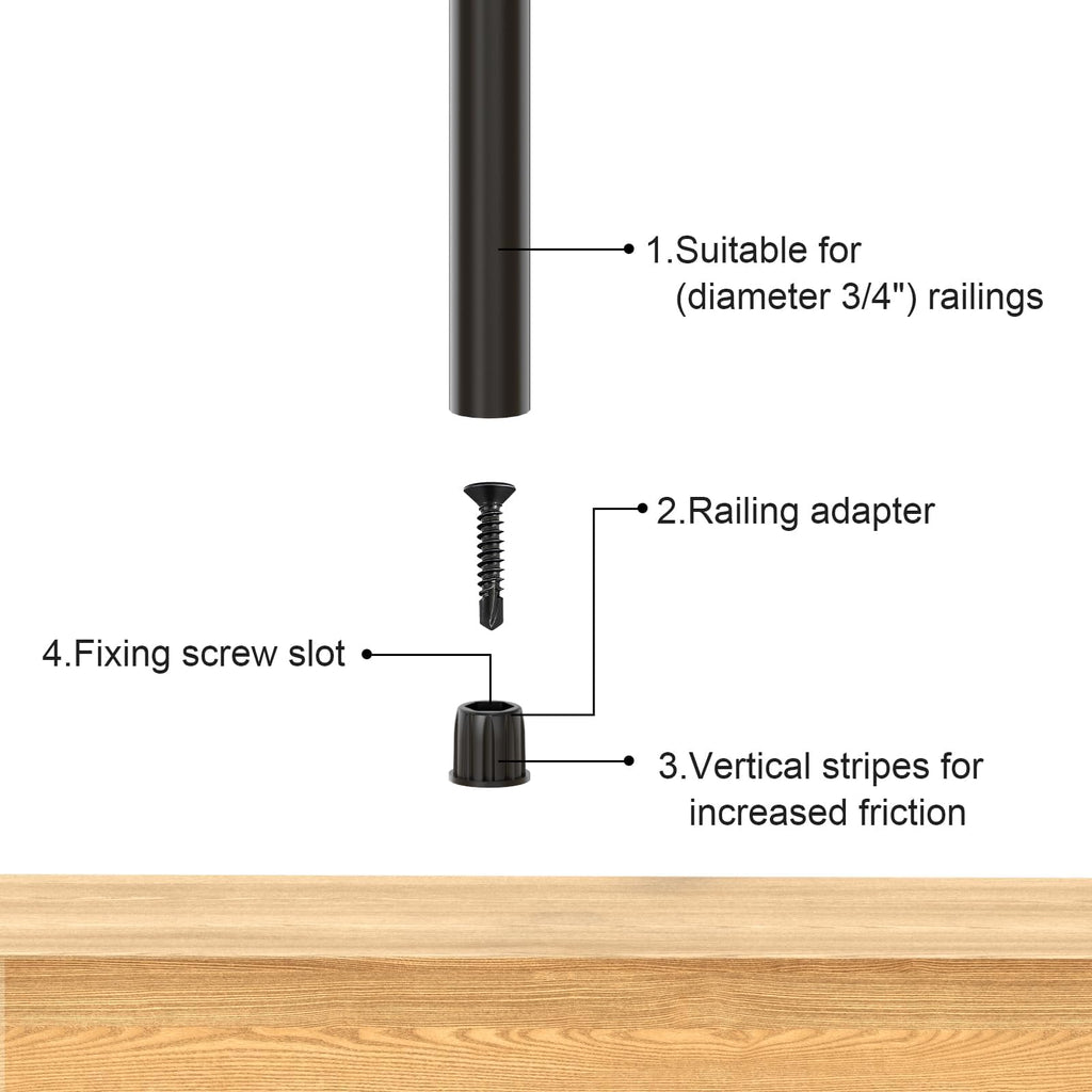 200 Pack Black Baluster Connectors for 3/4" OD Aluminum Deck Balusters, Anti-UV Round Balusters Connectors with