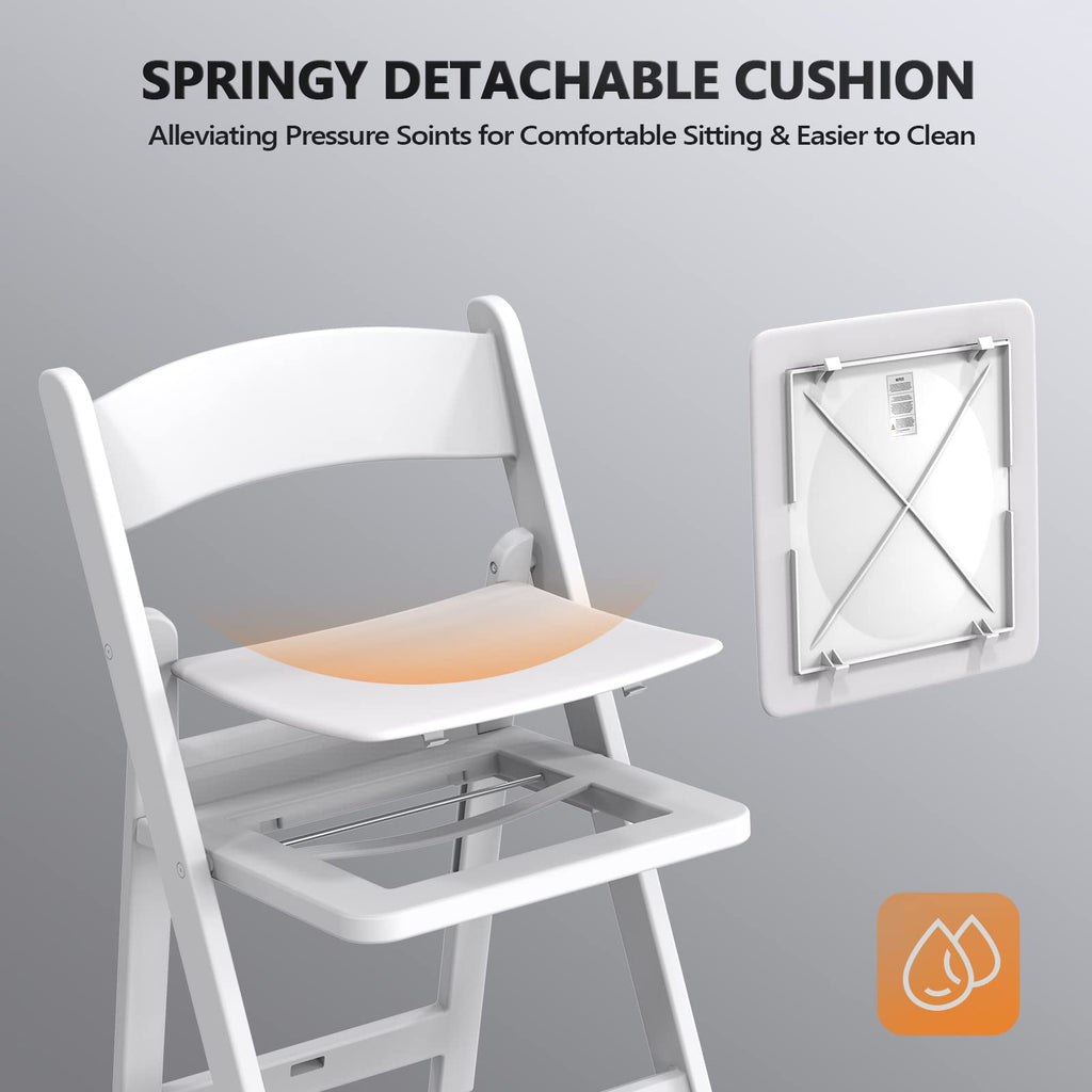 Plastic Folding Chair with Padded Seat, Resin Foldable Chairs with Soft Cushion, Comfortable and Sturdy, Suitable for