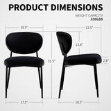 Black Dining Chairs Set of 2 Velvet Upholstered Dining Room Chairs Wide Seat Filled with 58D Memory Foam Modern