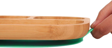 Toddler Stay Put Dish, Kids Suction Plate, Bamboo Cute Tableware (Light green)
