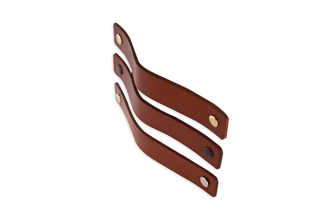 Leather Furniture Handles - Cognac - 6pcs - 6.5" x 1" - Leather Dresser Pulls - Cabinet knobs Dresser knobs - Handles