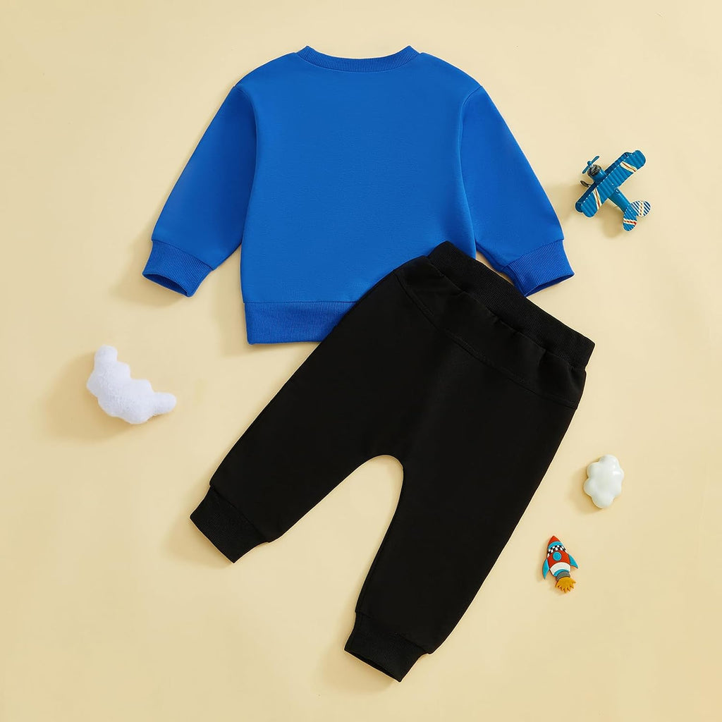 Toddler Baby Boy Clothes Embroidery Trucks Sweatshirt Pants Set
