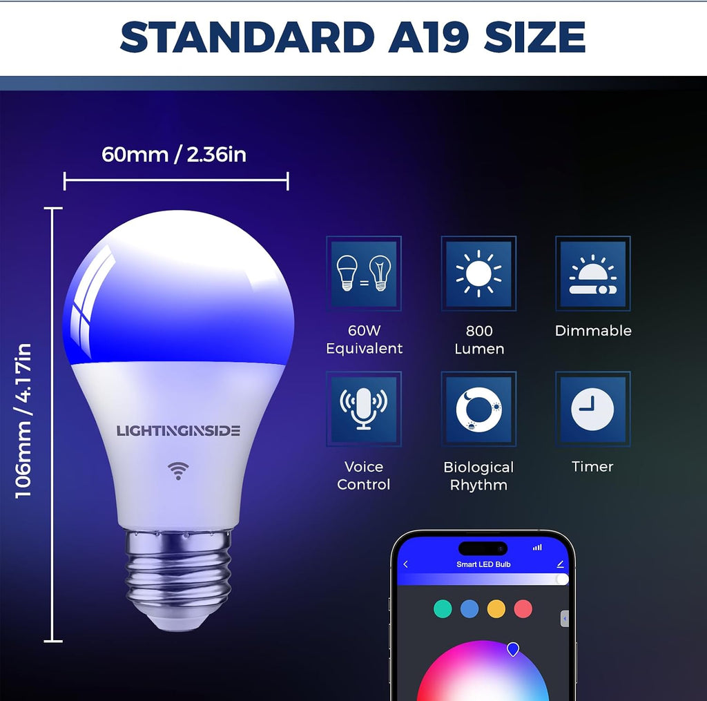Smart Bulbs Compatible with Alexa/Google Home/SmartLife, 2 Pack