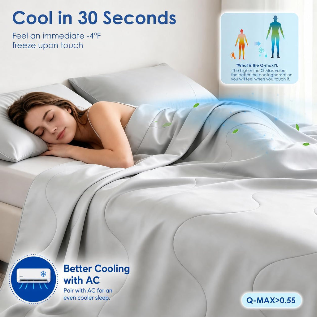 Summer Cooling Comforter Queen Size, Ultra Cooling Blankets for Hot Sleeper | Q-Max 0.55 Lightweight Below Zero