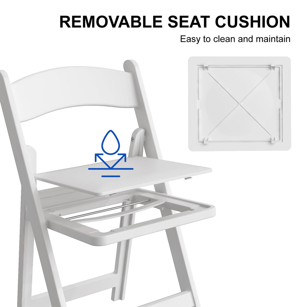 4 Pack Resin Folding Chairs with Cushion for Wedding, Party, School