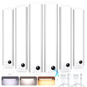 8.5" Under Cabinet Lighting 6 Pack, 3 Colors Closet Lights