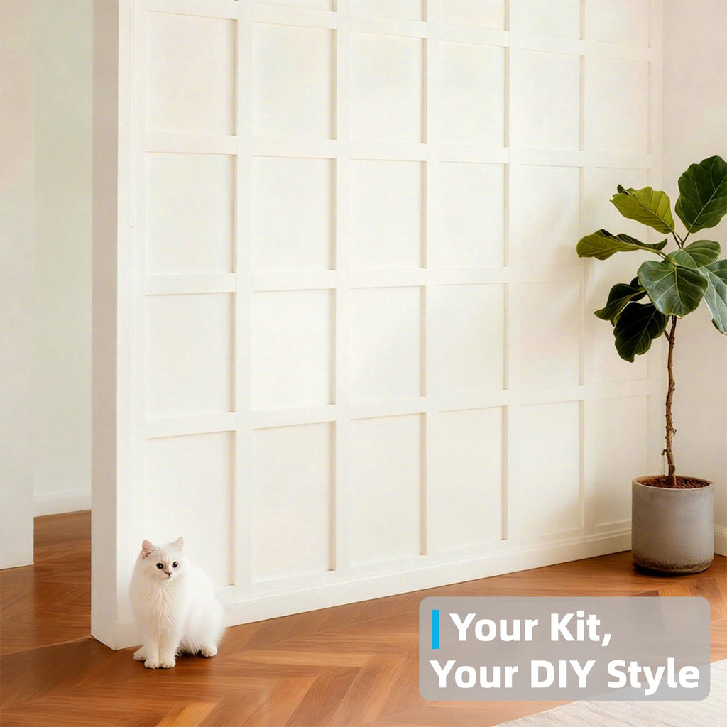Premade Paintable Board and Batten Wainscoting Kit, 94.5 x 54 in