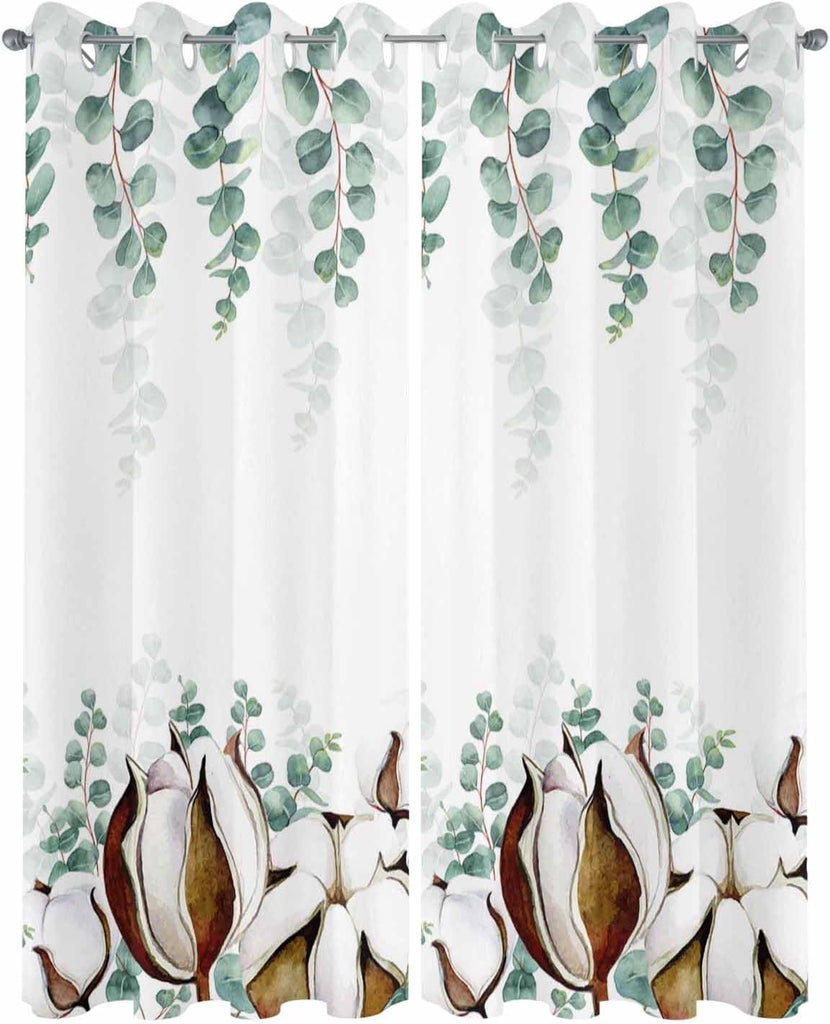 Outdoor Curtains Waterproof, Eucalyptus Leaves Privacy Screen Outdoor Front Porch Decor, Grommet Outside Curtains for