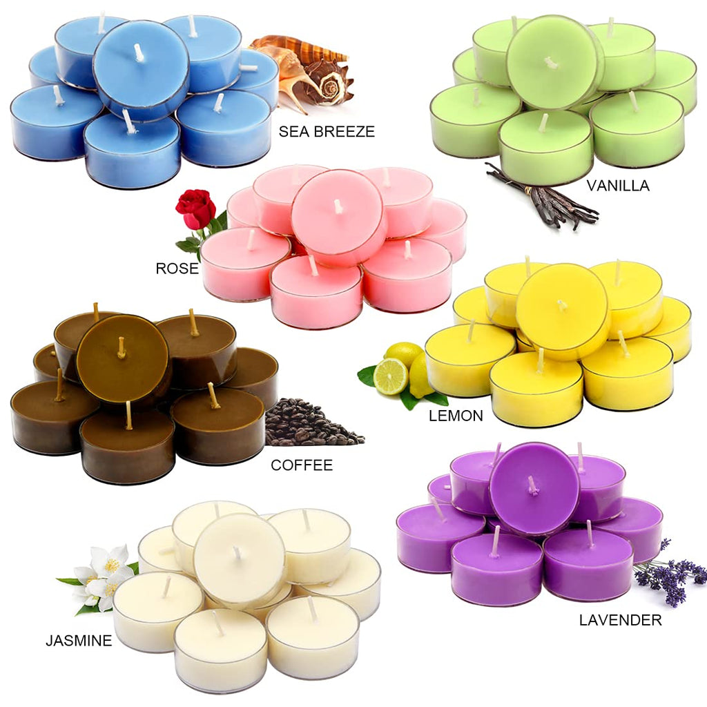 Scented Tea Candles 4 Hours Burn 36 Pack Rose