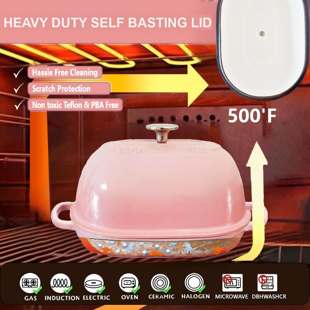 Cast Iron Bread Oven, 6 QT Bread Oven, Thick Enameled Loaf Pan with Lid, Bread Pans made Bread, 14.5"Dutch Oven for Bread