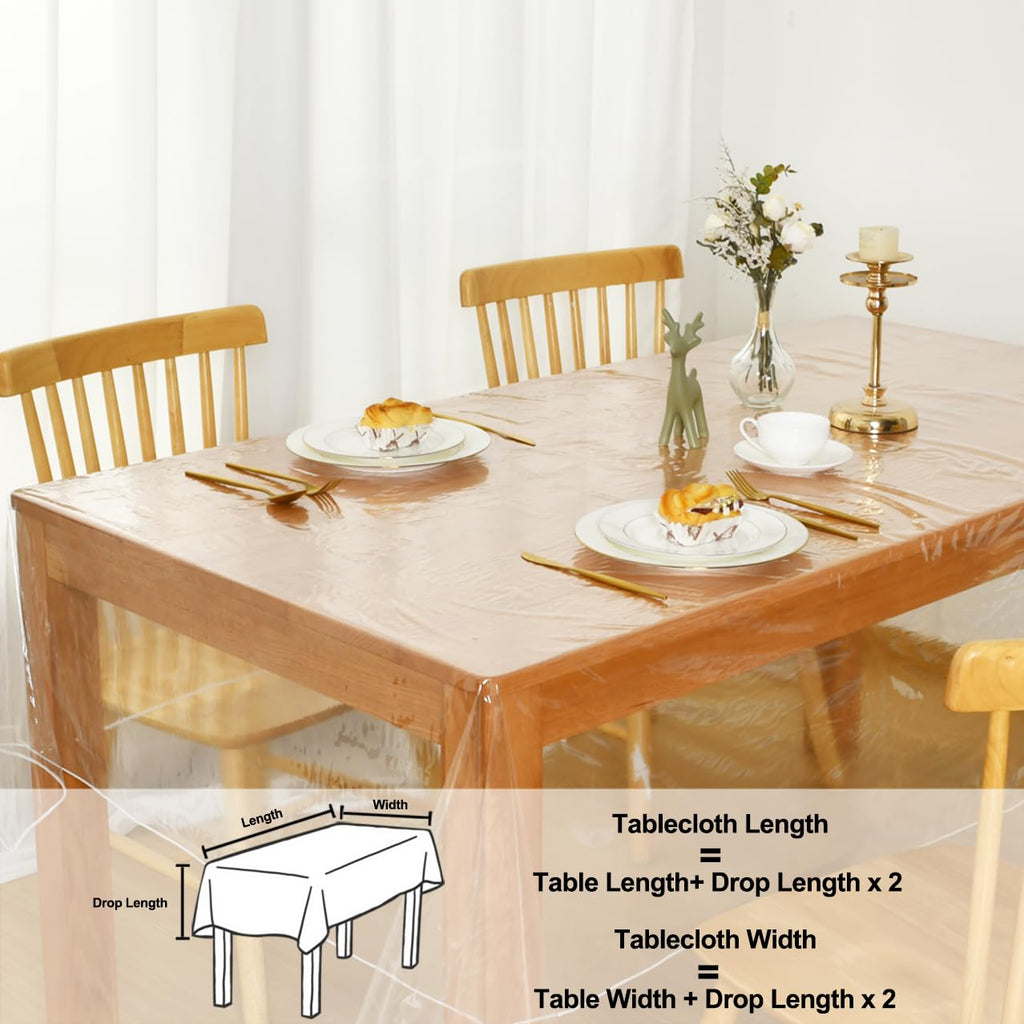 60" x 140" Clear Plastic Tablecloth 100% Waterproof Vinyl Table Cover