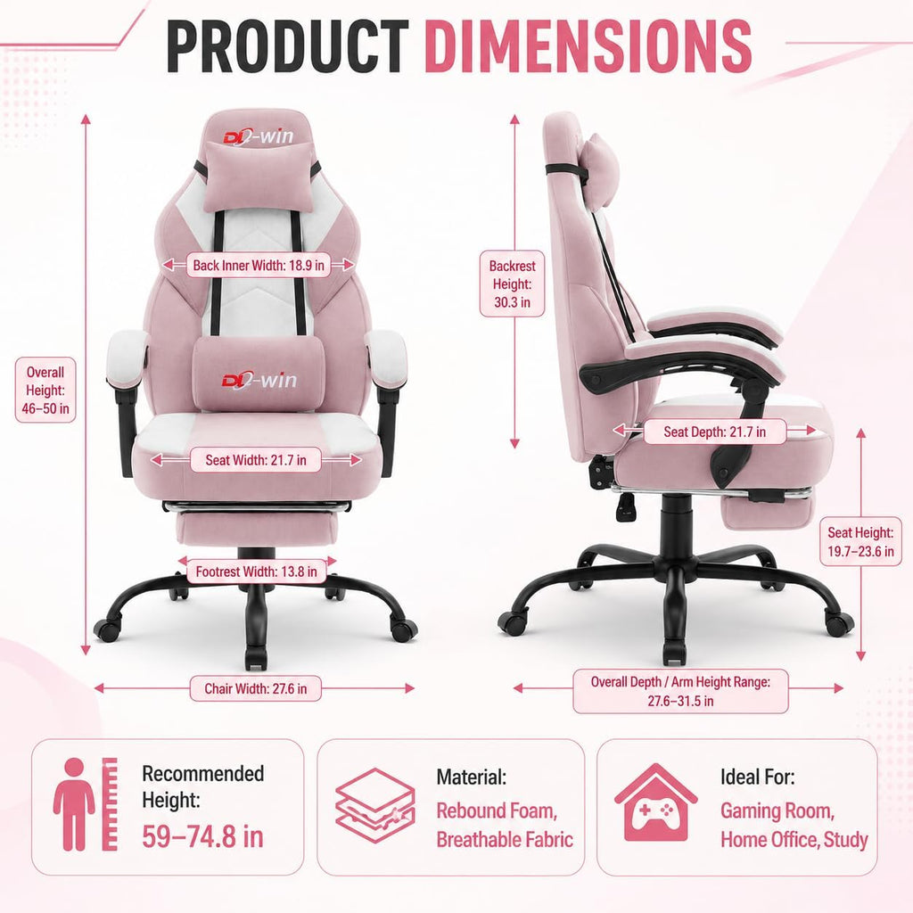 Video Gaming Chair for Adults, Computer Chair with Footrest and Ergonomic High Back, Big and Tall Gamer Chair with