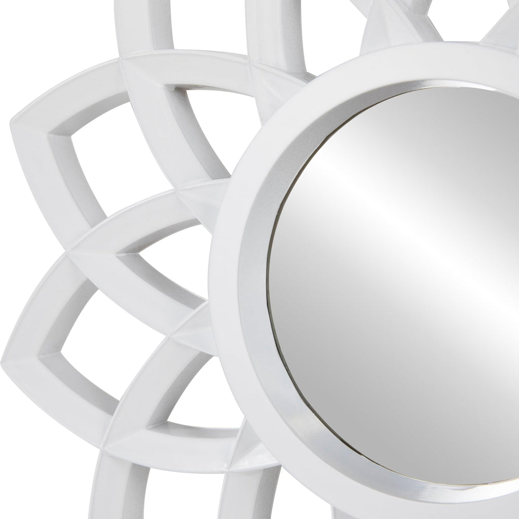 Set of 3 Arched Floral Matte White Wall Mirrors 9.5"