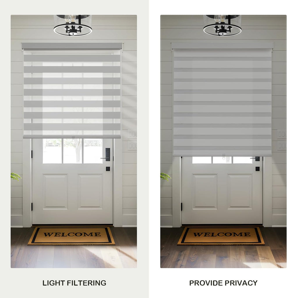 Cordless Zebra Blinds for Windows,Free-Stop Roller Zebra Shades,Light Filtering Blinds for Indoor windows with Upgraded Cassette,Pull Down Privacy Window Shades for Home (25" W x 72" H, Ivory)