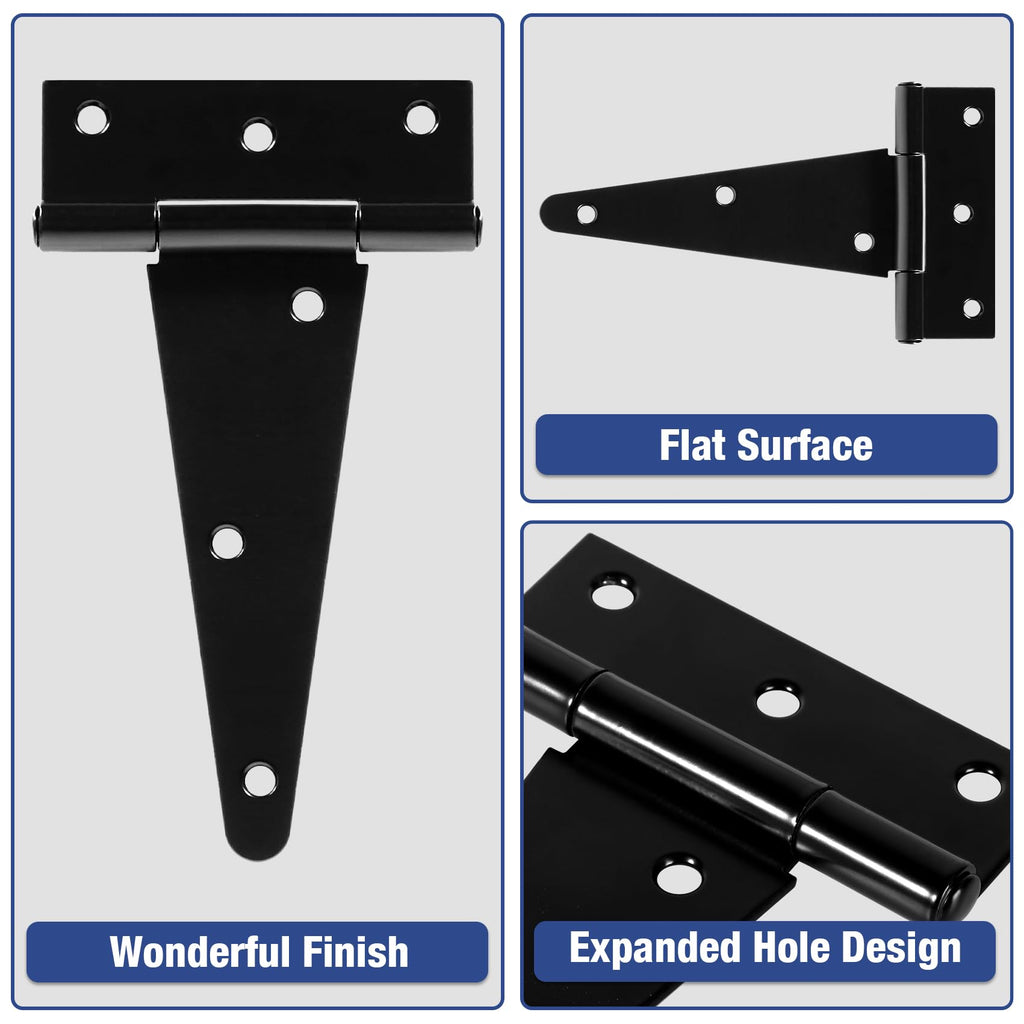 Matte Black T Gate Hinges for Wood Shed Barns 2 Pack 6 Inch 2.5mm