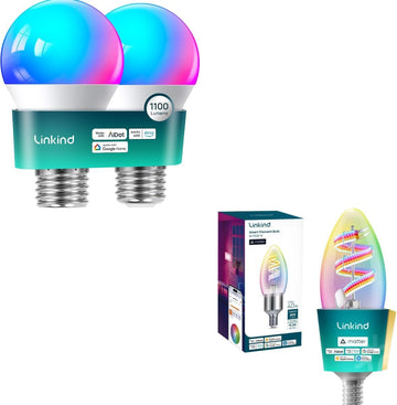A19 Smart Light Bulbs 1100LM+B11 Matter Smart Bulbs with E12 Base