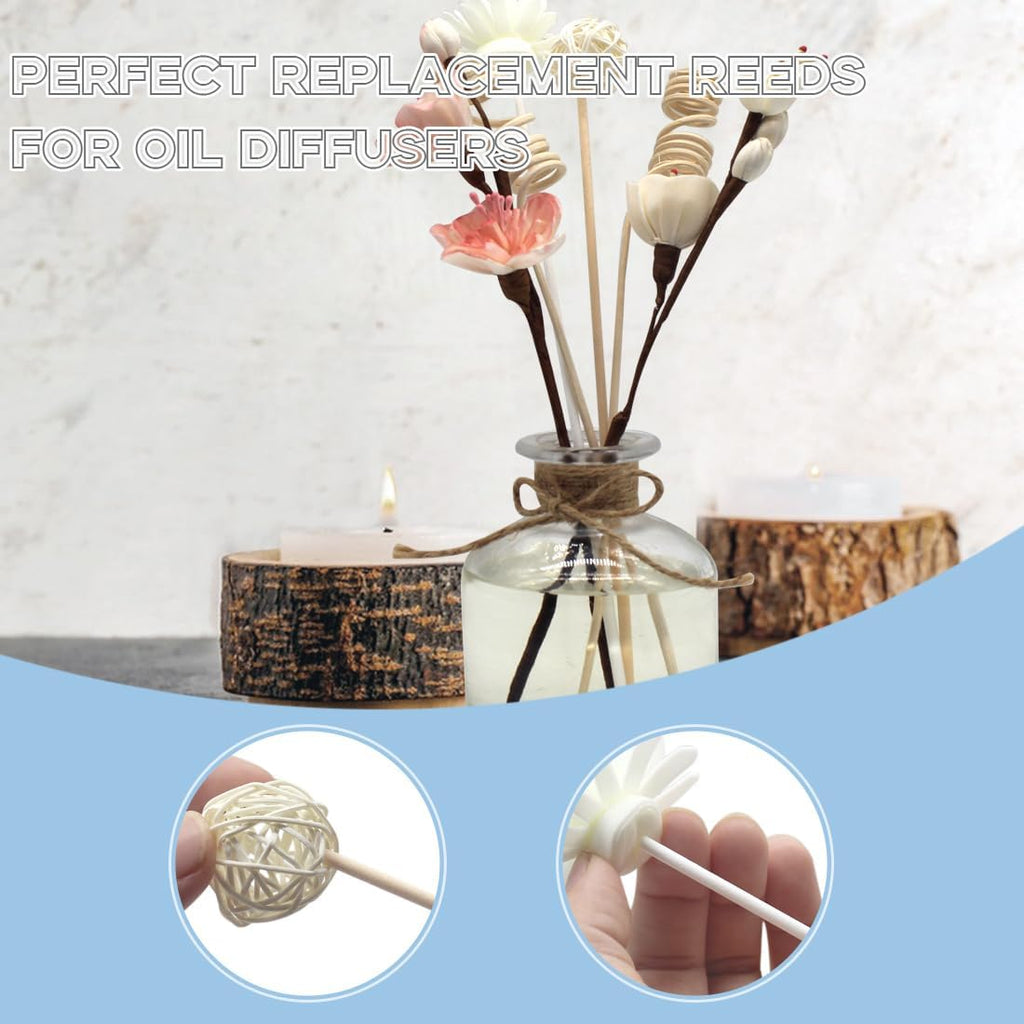 Reed Diffuser Sticks, Natural Rattan Hand Made Flower Reed Fragrance Diffuser Set, Reed Fragrance Diffuser - Set of 16