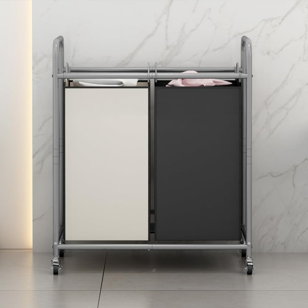 Laundry Hamper with Lockable Wheels and 2 Removable Bags