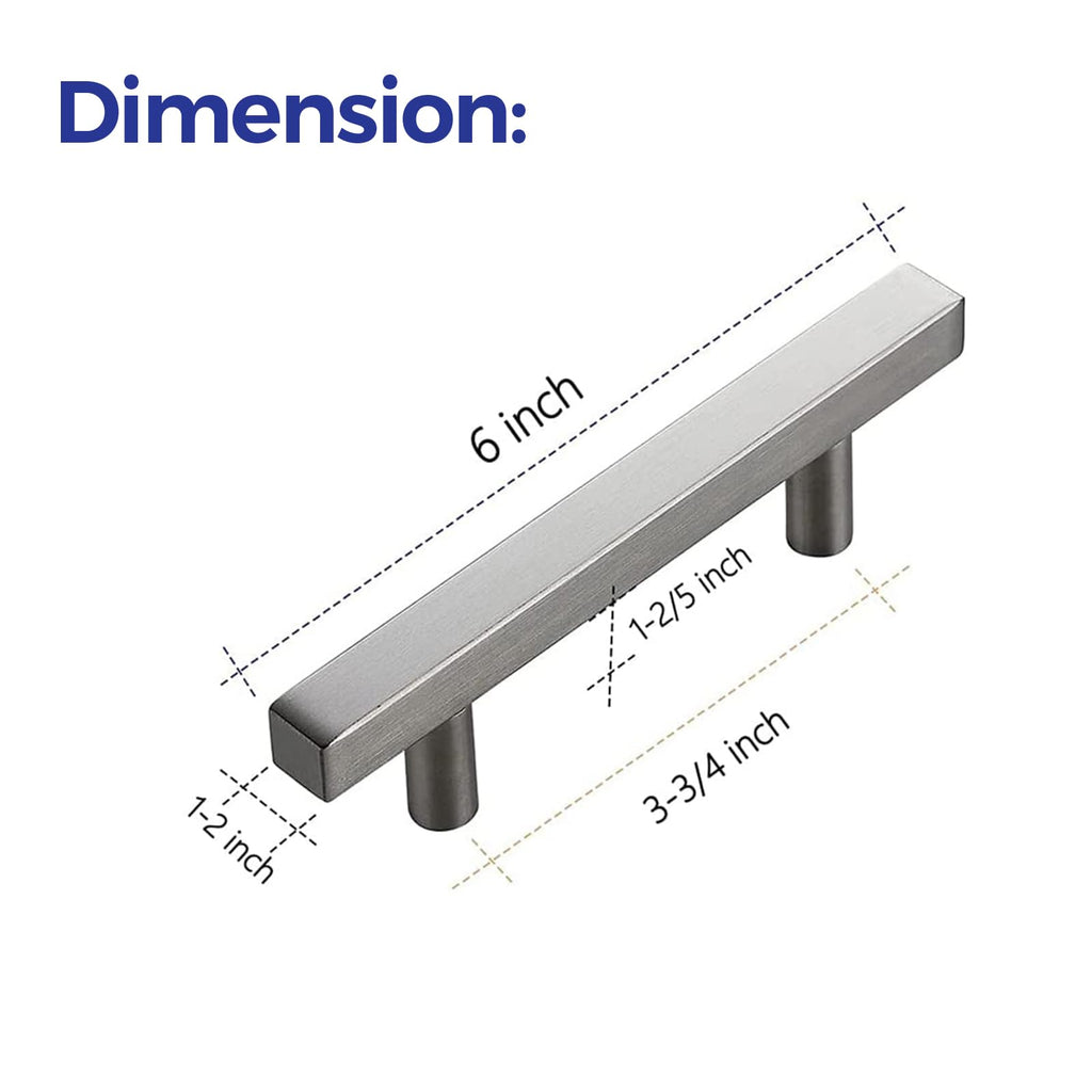 Brushed Nickel Cabinet Hardware Square Pulls, 3.75 Inch, 50 Pack
