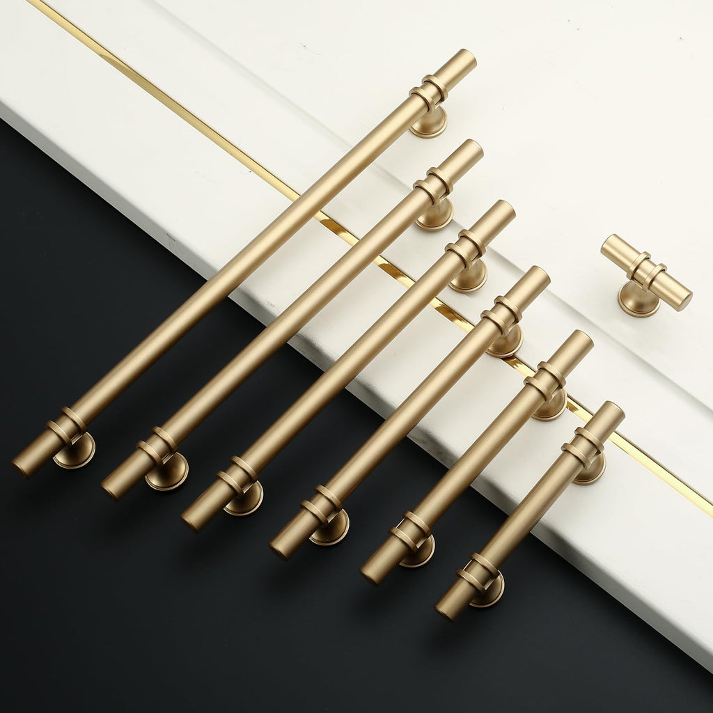 10 Pack Matte Gold Cabinet Pulls 3.75 Inch(96MM) Hole Centers Kitchen Cabinet Handles Cabinets Hardware Drawer Pulls