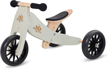 Tot in-1 Wooden Balance Bike & Tricycle for Toddlers 12-24 Months - Adjustable Seat, Puncture-Proof Tires