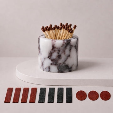 Marble Match Holder with Striker: Mini Decorative Stone Matches Box