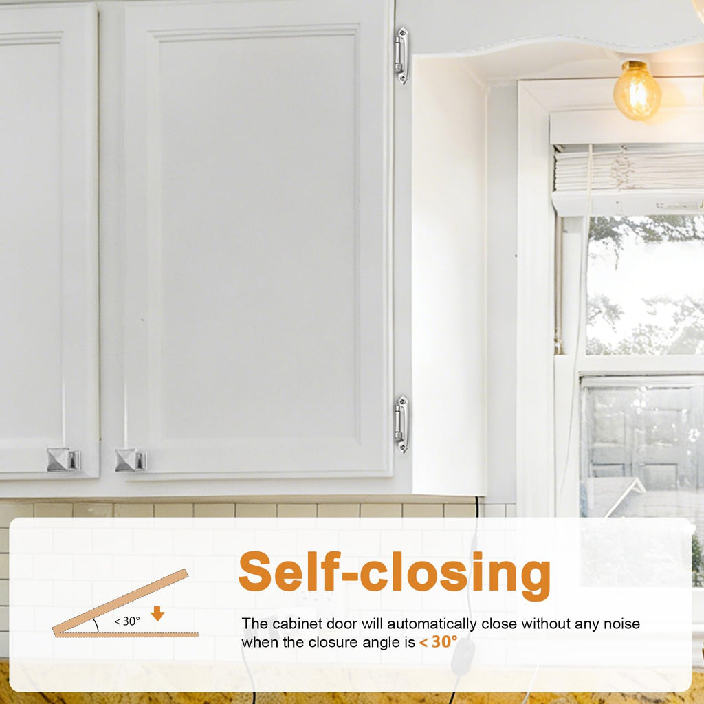 50 Pack (25 Pairs) Brushed Nickel Cabinet Hinges, 1/2" Overlay (Variable) Hinges Cabinets, Decorative Self Closing