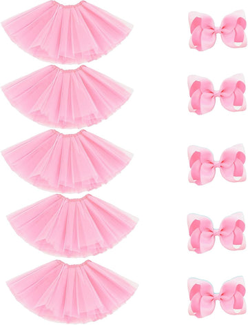 5 Pack Tutu Skirt for Ballet Dance Tutus with Hairbows