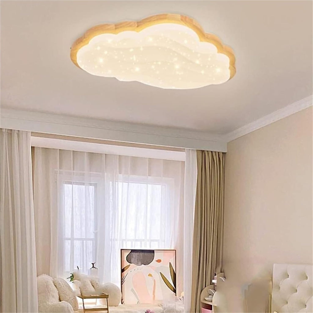 Modern Nordic Cloud Ceiling Light Wooden Frame Flush Mount LED Fixture Dimmable Color Changing Ra97 High CRI