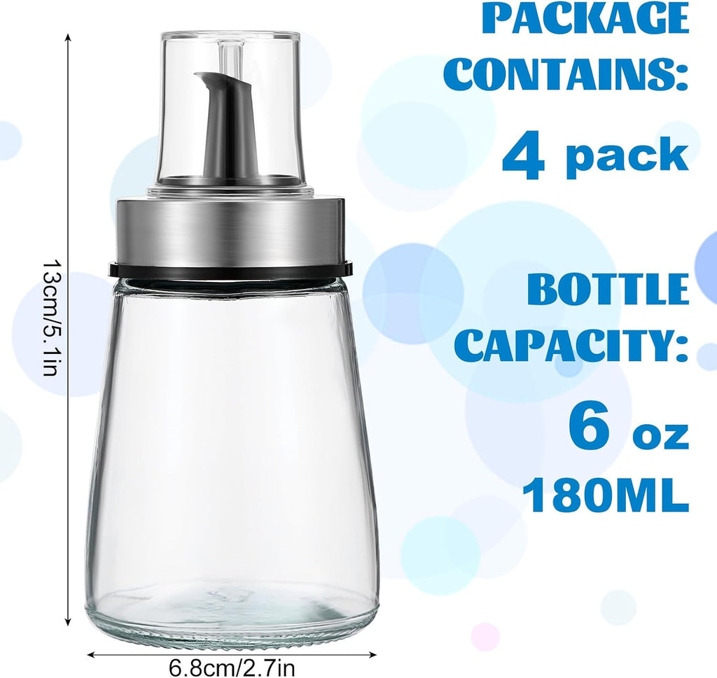 180ml/6 oz Airtight Olive Oil Dispenser Bottle,Oil and Vinegar Cruet Set and BBQ, Oil Decanter for Cooking - Set of 4