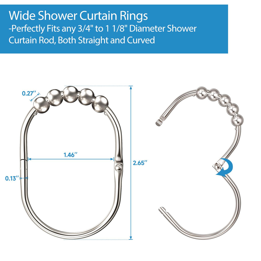 Shower Curtain Hooks, Decorative Rust Proof Shower Curtain Rings