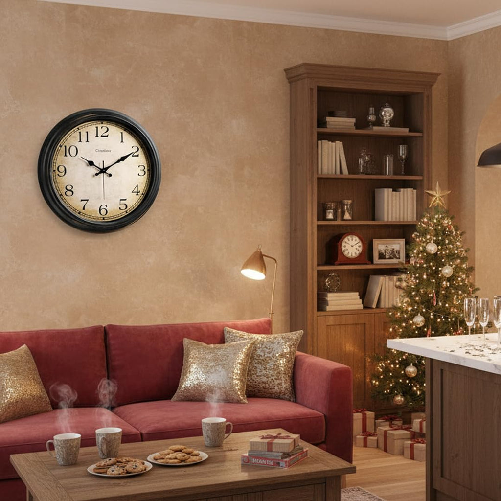 16 Inch Vintage Wall Clock Battery Operated Silent Bronze