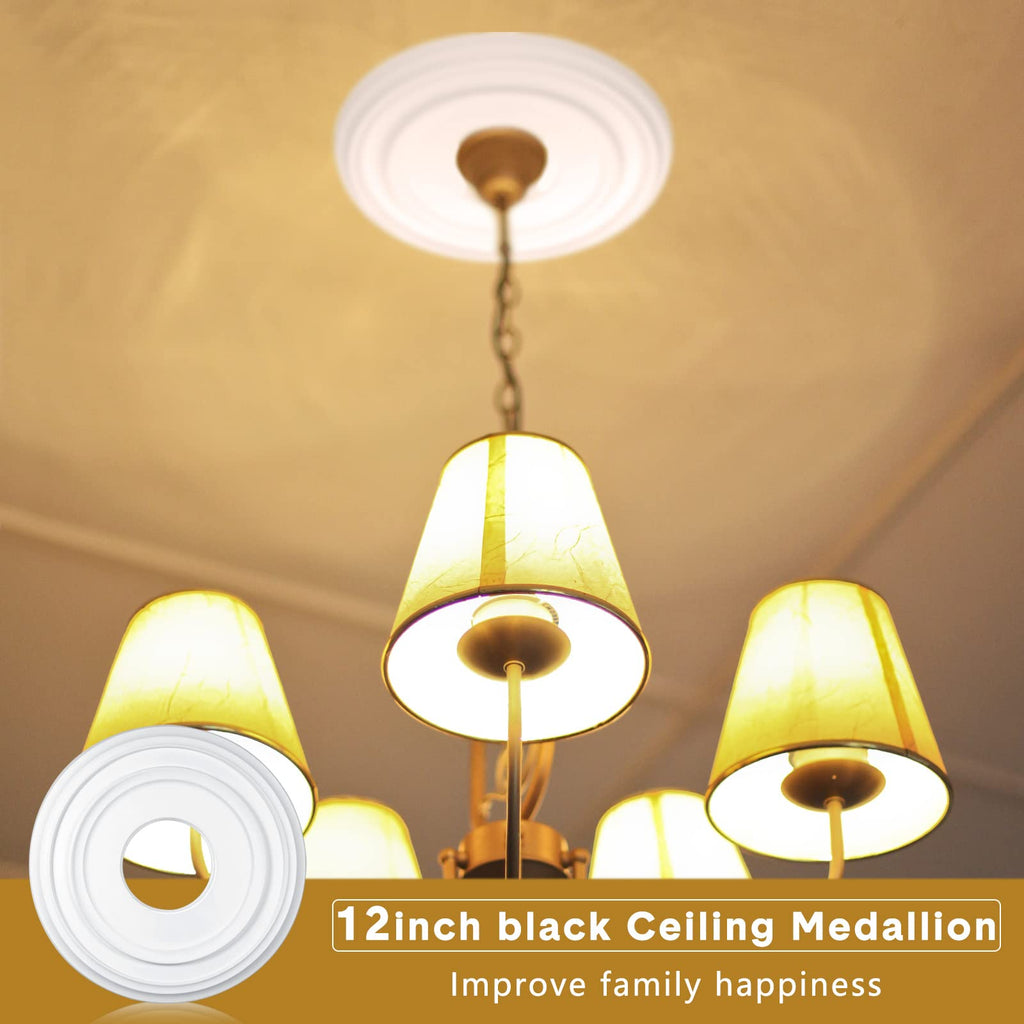 2 Pcs Ceiling Medallion for Light Fixtures Chandeliers, White