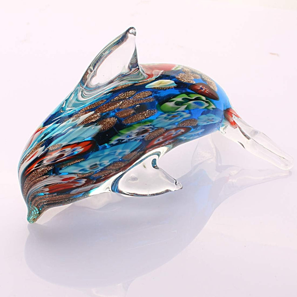 Glass Dolphin Figurine Blown Sea Animal Sculpture Statue Paperweight Gift Collectible Home Desk Decoration Ornaments