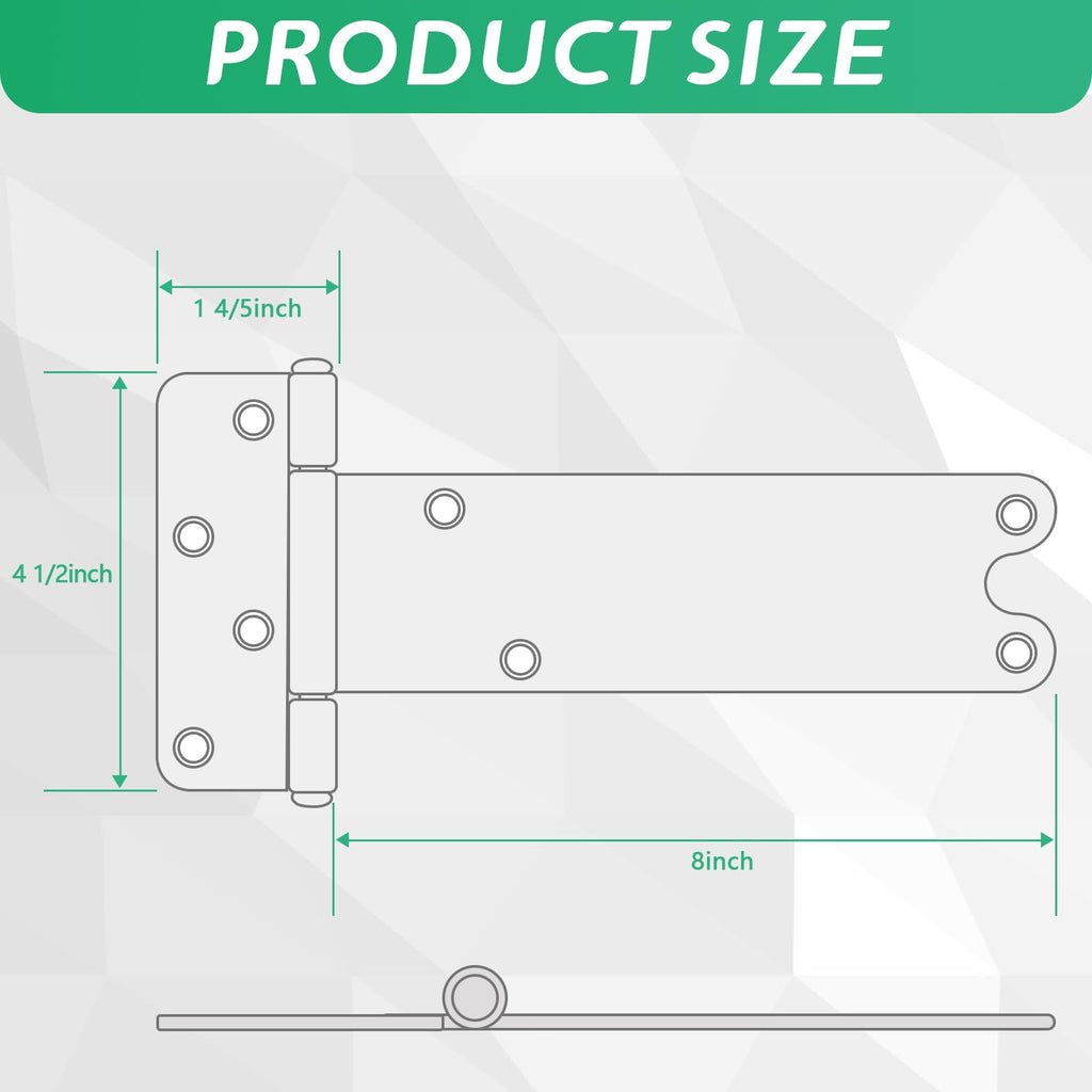 8 in T-Strap Shed Door Hinges, 6 Pack Heavy Duty Tee Hinge, 300 Lbs Capacity