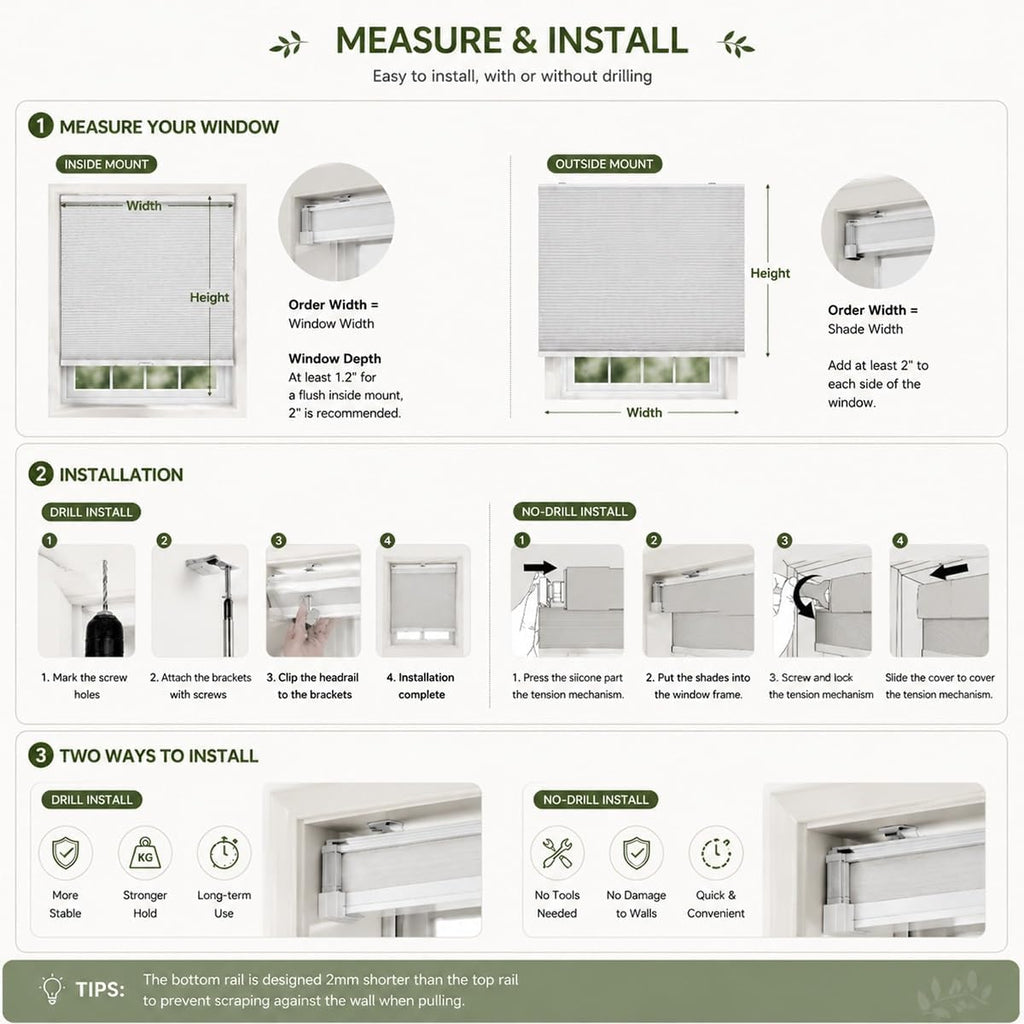 No Drill Blackout Cellular Shades, Cordless Honeycomb Blinds, Black Out Blinds for Indoor Windows, Heat Blocking