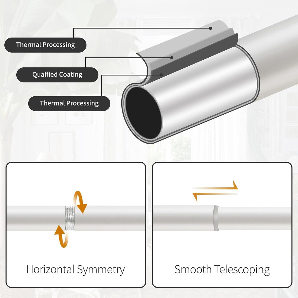 Single Curtain Rod for Windows 48 to 84 Inches(4-7ft): 1 inch Diameter Adjustable Curtain Rod, Heavy Duty Curtain Rod