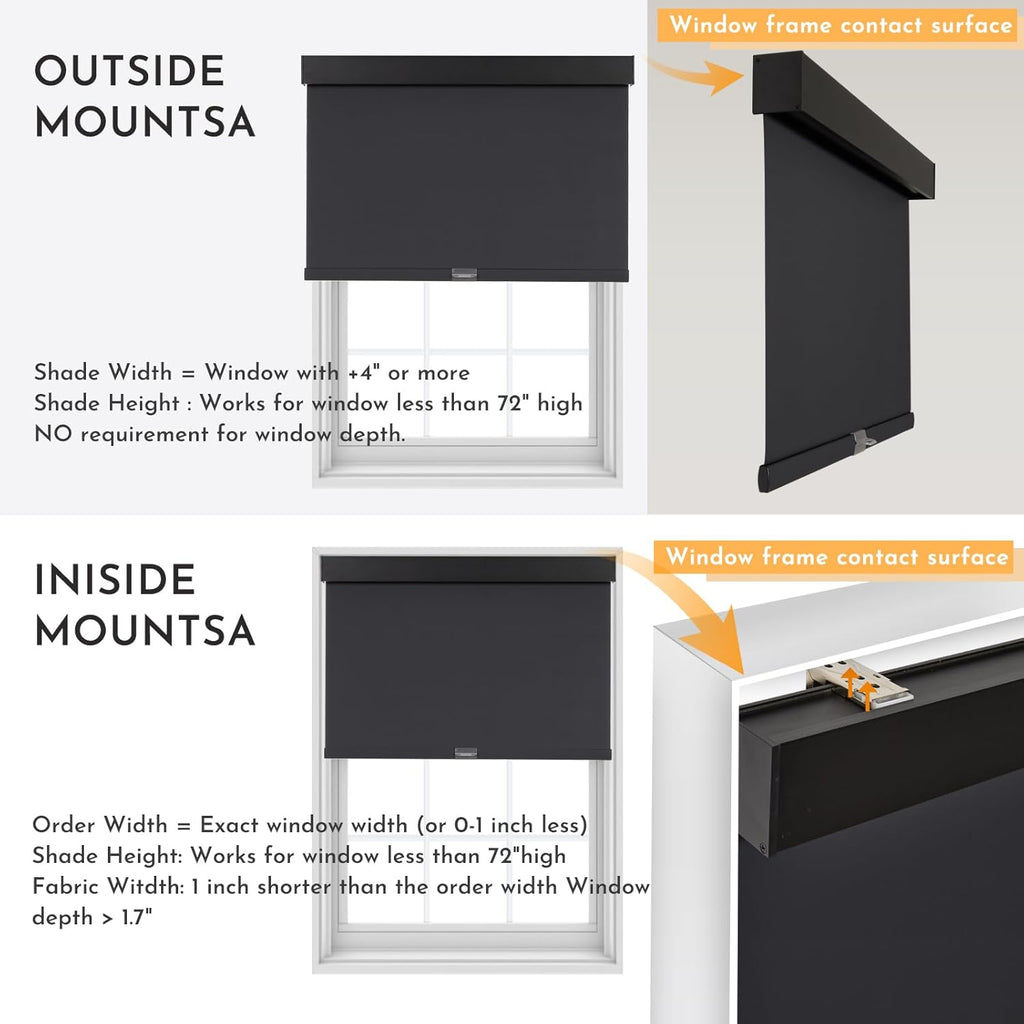 Blackout Roller Blinds for Windows, Cordless Free-Stop Roller Shades with Valance, Thermal Insulated Fabric Window