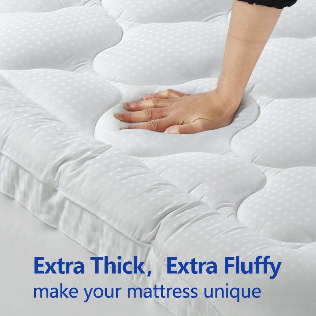 Queen Size Mattress Topper Pillow Top Mattress Cover Quilted Fitted Mattress Protector Cotton Top 8-21" Deep Pocket