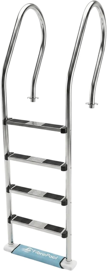 4-Step Pool Ladder - Non-Slip, 250 lb - 76 in - Stainless Steel | Above Ground Deck Mount, Weather Resistant Finish