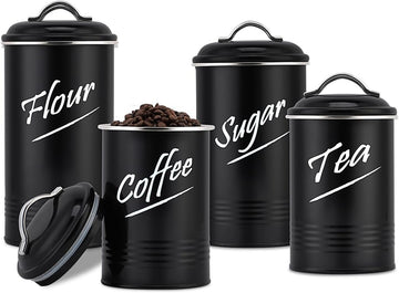 Kitchen Canisters Sets for Countertop, Black - Set of 4