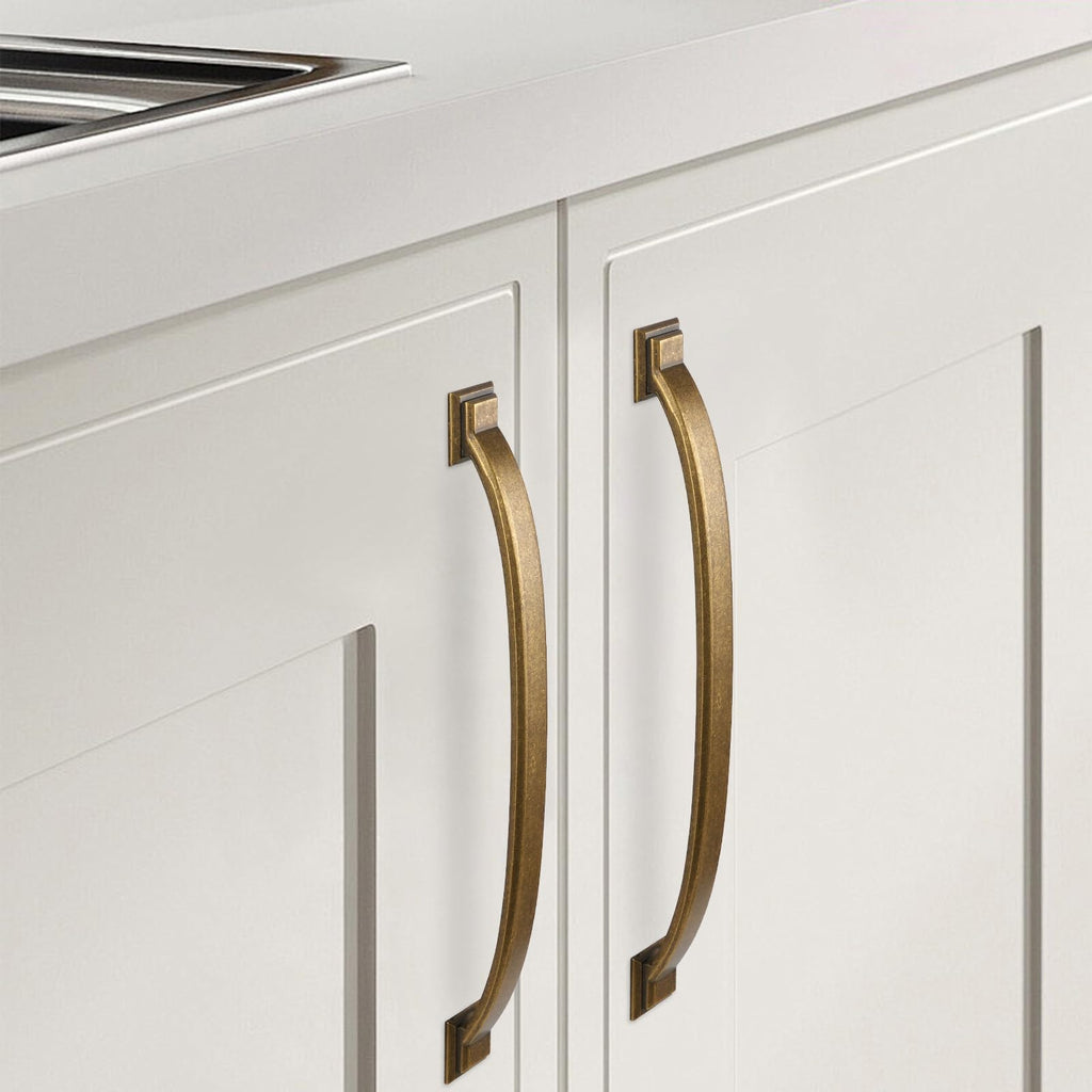 10 Pack 7-1/2 Inch Cabinet Pulls Antique Brass Kitchen Cabinet Handles Zinc Alloy Drawer Pulls Solid Cabinet Hardware