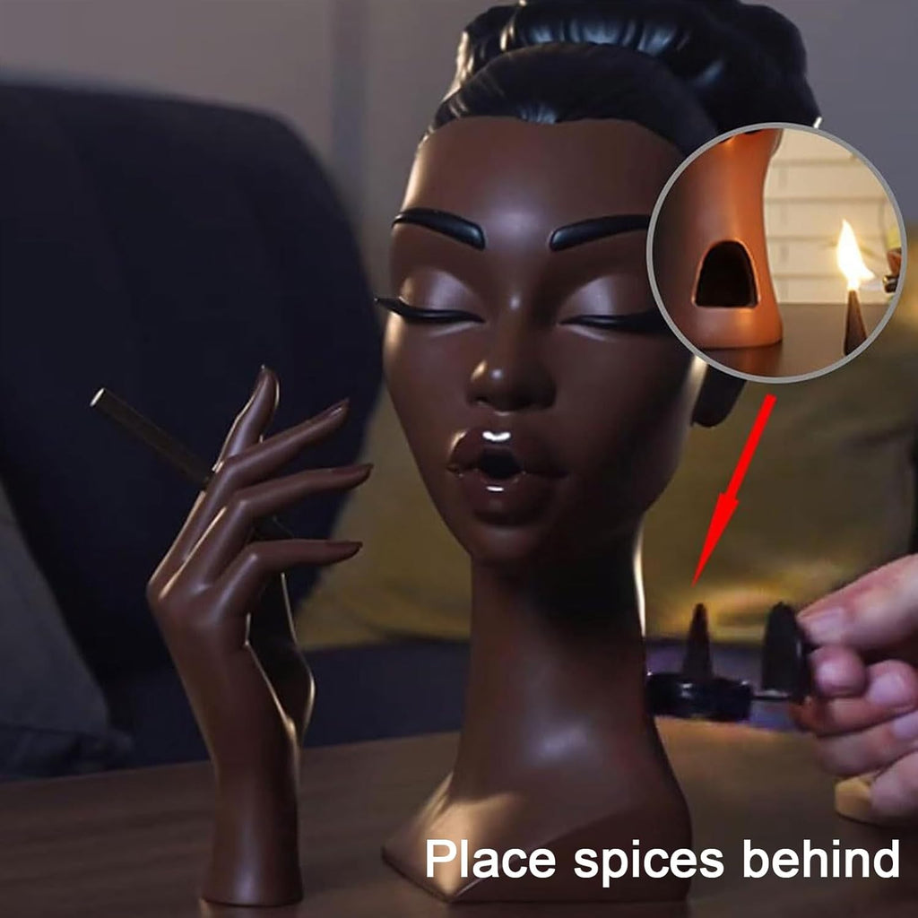 Head Incense Holder Black Women, Head Incense Burner Black Women, Solange-Headscents Incense Holder, Livingroom, Home