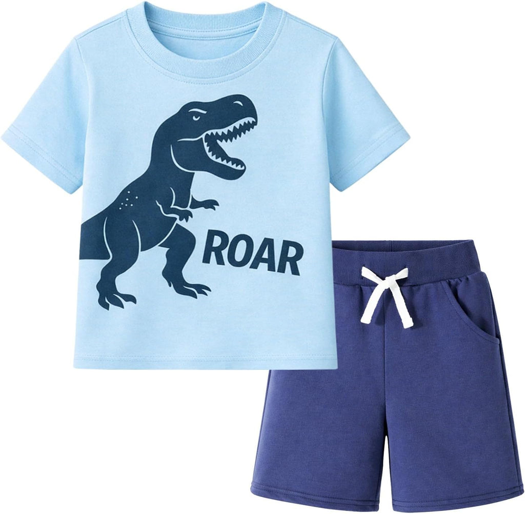 Toddler Boy Summer Outfit Set 2 Piece Short Sleeve T Shirt and Short Soft Breathable Cotton Clothing Sets