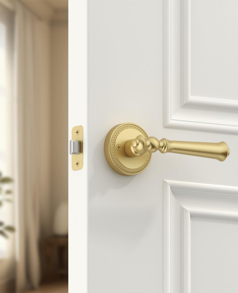6 Pack Brushed Gold Passage Interior Door Handles