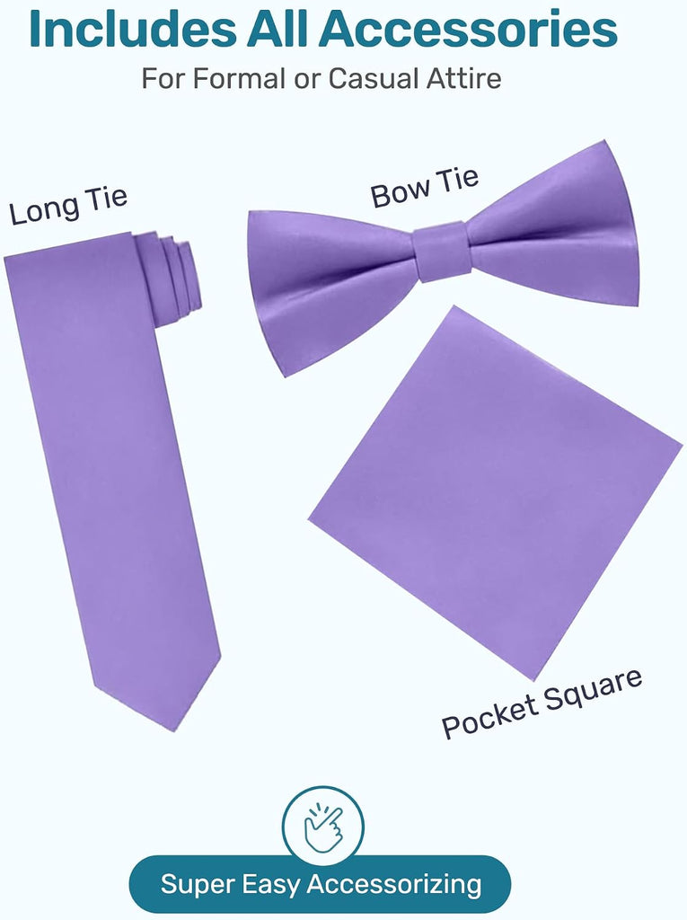 Boys 4 Piece Vest Set with Pre-Tied Bow Tie, Necktie & Pocket Square